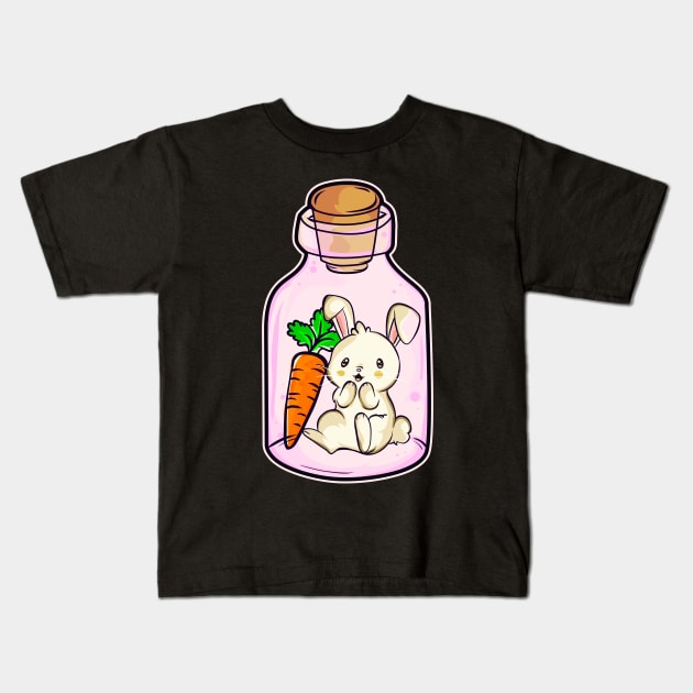 Cute Bunny in a Bottle | Easter Teacher Gift | Love Bunnies Kids T-Shirt by Proficient Tees